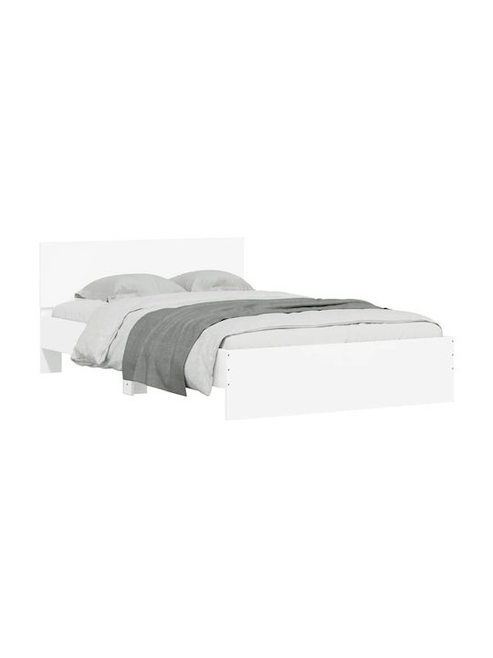 Wooden White Semi-Double Bed with Slats for Mattress 120x190cm
