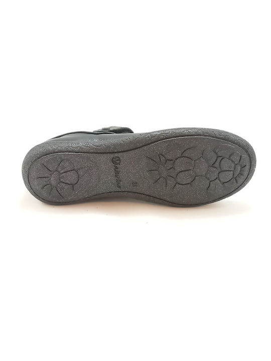 Kids Anatomic Leather Ballerinas with Hoop & Loop Closure Black