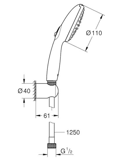 Grohe Tempesta 110 Телефонен душ със спирала