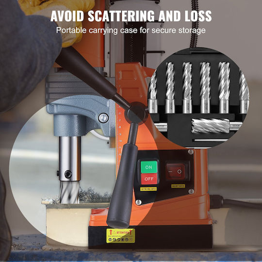 Vevor 13-Piece Annular Cutter Set Weldon Shank Mag Drill Bits 2" Cutting Depth 7/16" to 1-1/16" Cutting Diameter M2al HSS 2 Pilot Pins Hex Key Portable Case Magnetic Use Dr