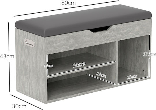 Entry Furniture with Shoe Rack & Bench Black and Grey 80x30x45cm