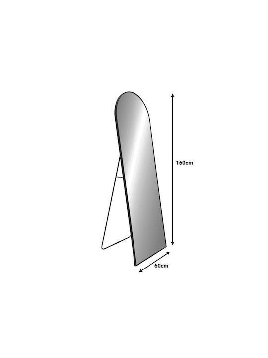 Inart Lorens Boden- oder Standspiegel mit Gewölbtem Aluminium Rahmen 160x60cm