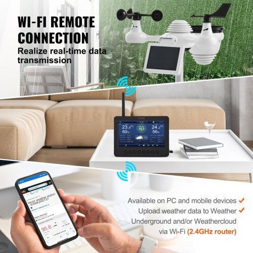 Vevor TYN70TFTWIFI71ZZTV2 Ασύρματος Μετεωρολογικός Σταθμός Ψηφιακός Επιτραπέζιος
