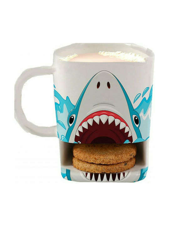 Total Gift Shark Biscuit Ceramic Cup White 250ml