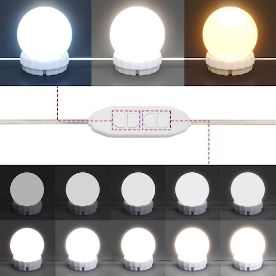 vidaXL Банско Огледало LED с Рафт & Шкаф 90x31.5см Кафяв