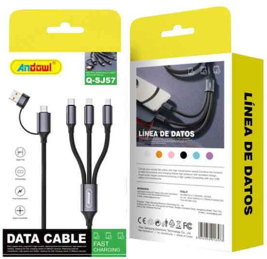 Andowl Qyp50 3.5mm to Lightning Cable Μαύρο 1m Q-YP50