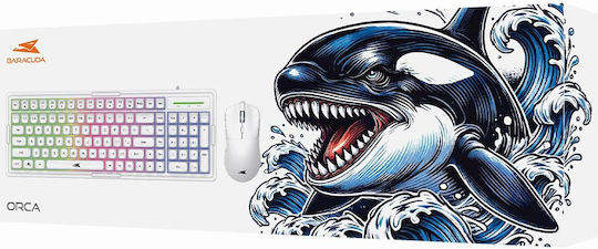 Baracuda Baracuda Orca Σετ Gaming Πληκτρολόγιο με Φωτιζόμενα πλήκτρα & Ποντίκι (Αγγλικό US) Λευκό
