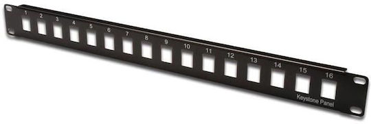 Digitus Patch Panel Keystone for Rack 1U 19" with 16 Ports Black
