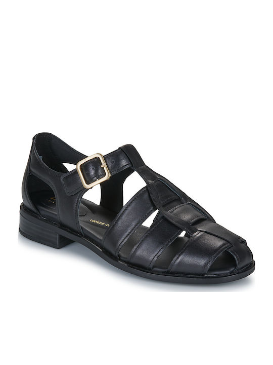Clarks Hana Leather Sandals Black