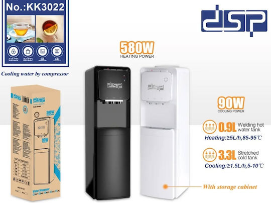 DSP Stehender Wasserspender Flasche KK3022 Edelstahl mit Schrank & Kaltem Wasser 1,5lt/h