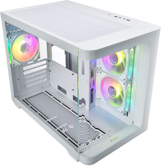 FSP/Fortron S380 Gaming Midi Tower Κουτί Υπολογιστή με Πλαϊνό Παράθυρο και RGB Φωτισμό Λευκό
