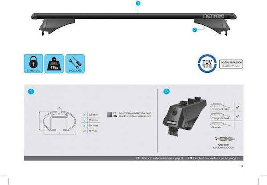 Bare transversale Menabo Tiger Black XL Hyundai Santa Fe DM 2012-2018