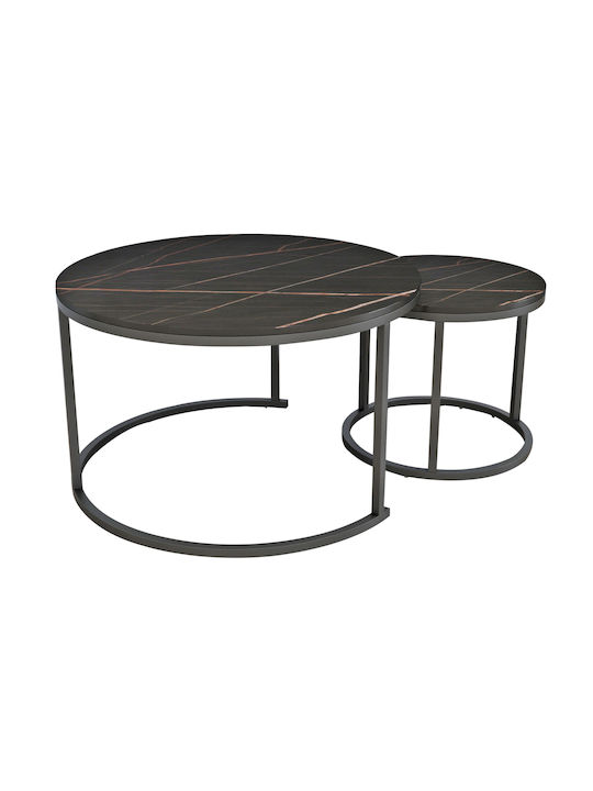 Round Zigon Set Black Wooden Black 2pcs L80xW80xH48cm