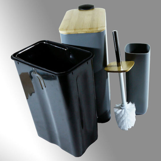 San Lorentzo Metallic Toilet Brush and Basket Set Soft Close 7lt Gray