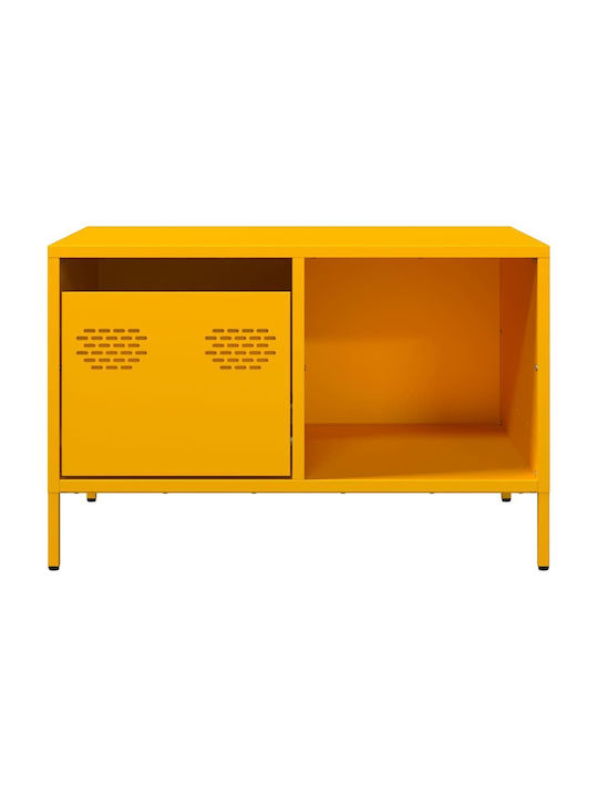 Rectangular Central Metal Coffee Table with Drawers Yellow Mustard W68.5xL50xH43.5cm