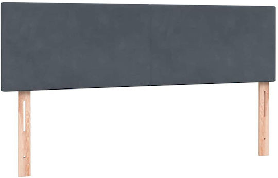 Double Bed Upholstered with Fabric Dark Grey with Slats & Mattress 160x210cm
