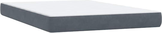 Double Bed Upholstered with Fabric Dark Grey with Slats & Mattress 160x210cm