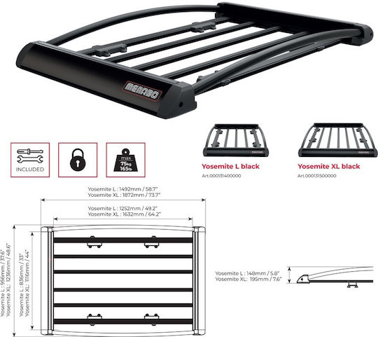 Menabo Aluminum Car Roof Rack for Daihatsu Delta for Lancia Delta for Opel Omega 149.2x95.6cm 13140/MB