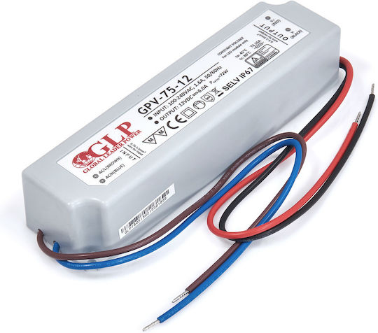 MPL Power Elektro Τροφοδοτικό LED Στεγανό IP67 Ισχύος 75W με Τάση Εξόδου 12V
