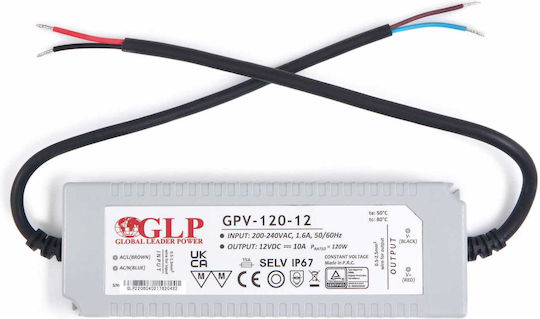 MPL Τροφοδοτικό LED Στεγανό IP67 Ισχύος 120W με Τάση Εξόδου 12V
