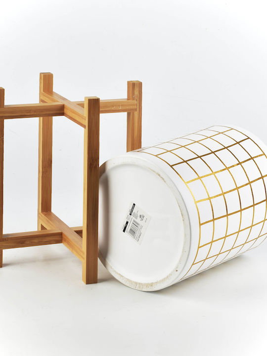 Lumarko Ghiveci Ceramică Alb cu suport 23x23x23εκ.
