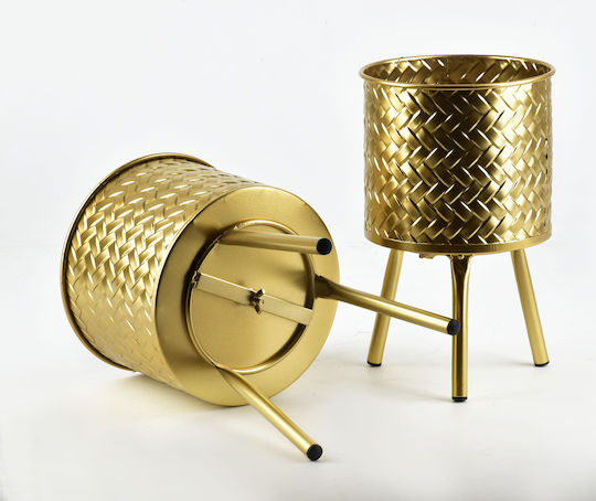 Lumarko Pflanzentöpfe Kunststoff Gold 2Stück