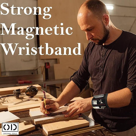 Brățară Magnetică pentru Ținut Șuruburi Cuie Ancore 15 Magneți Neodim Puternici Reglabilă Neagră Oferte Originale