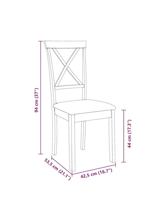 Dining Room Wooden Chair White 42.5x53.5x94cm 2pcs