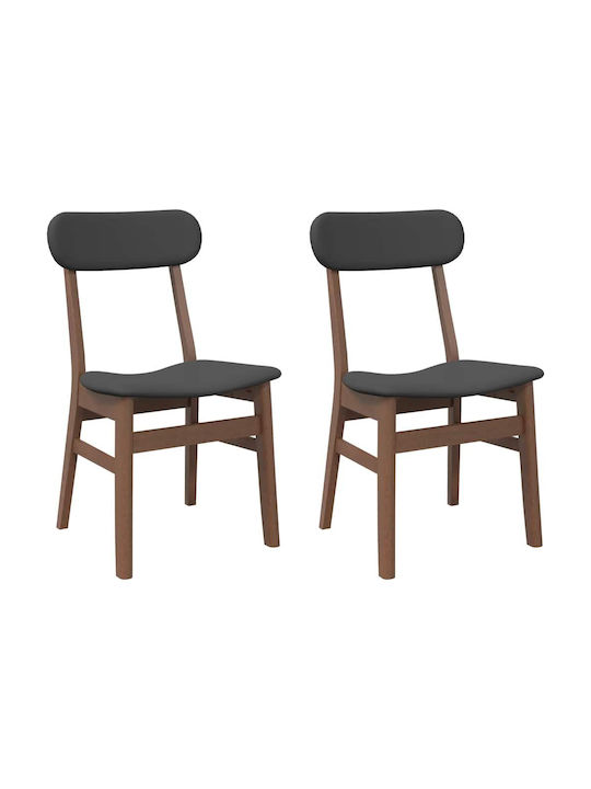 Dining Room Wooden Chair Coffee 47x47x81.5cm 2pcs