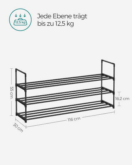 Plastic Shoe Organizer Black 116x30x55cm