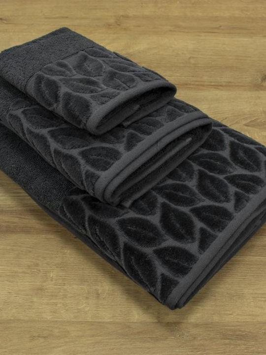 Lino Home Σετ Πετσέτες Μπάνιου 3τμχ Cappa Ανθρακί Βάρους 550gr/m²
