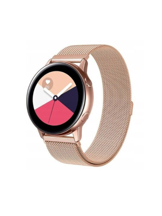 Strap Milanese Mesh Steel Golden Rose 20mm Samsung Galaxy Watch 4 5 6 7 Fe 4 Classic/6 Classic/5 Pr