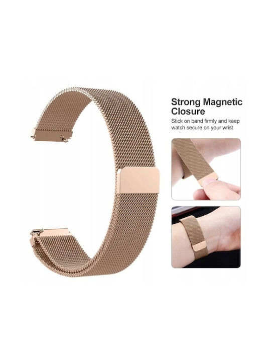 Strap Milanese Mesh Steel Golden Rose 20mm Samsung Galaxy Watch4/5/6/7/FE/4 Classic/6 Classic/5 Pro