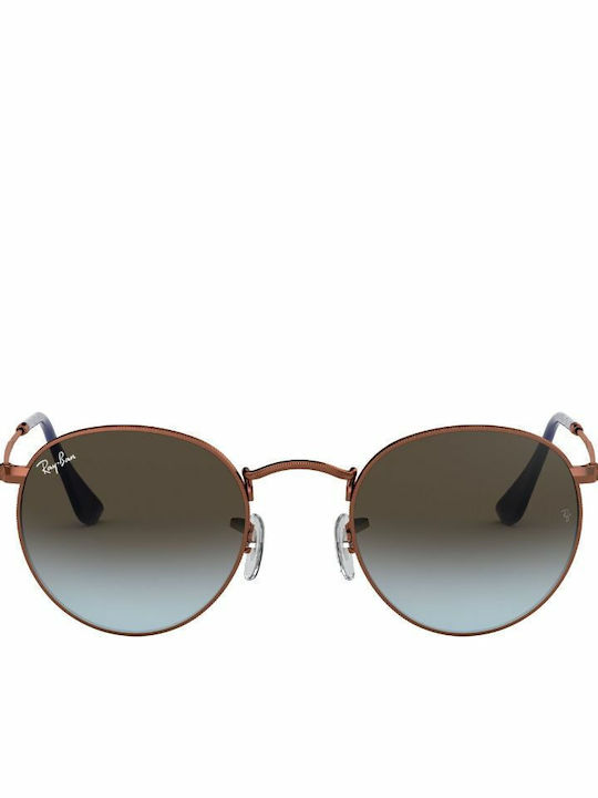 Ray Ban Round Metal Unisex Sunglasses with Rose Gold Metal Frame and Gray Gradient Lens RB3447 900396