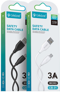Celebrat Regular USB 2.0 to micro USB Cable Μαύρο 1m CB-31A-M-BK 1τμχ