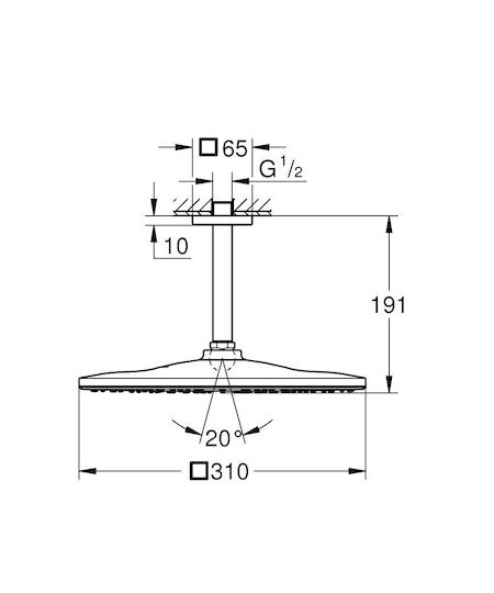 Grohe Rainshower Mono 310 Cube Showerhead 31cm