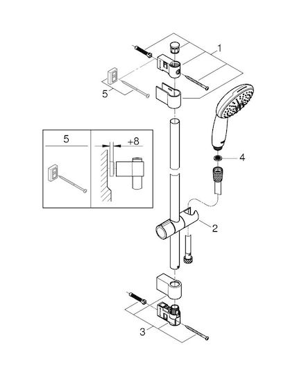 Grohe Tempesta 110 Bară de duș cu telefon și spirală
