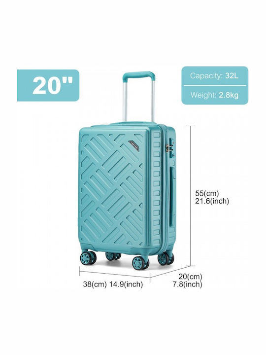 Miss Lulu Cabin Hard Suitcase Blue with 4 Wheels Height 55cm