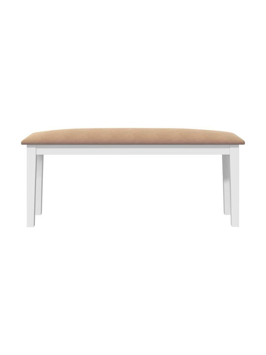 Dining Room Bench with Wooden Surface White 110x30x46.5cm