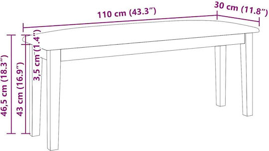 Dining Room Bench with Wooden Surface Coffee 110x30x46.5cm