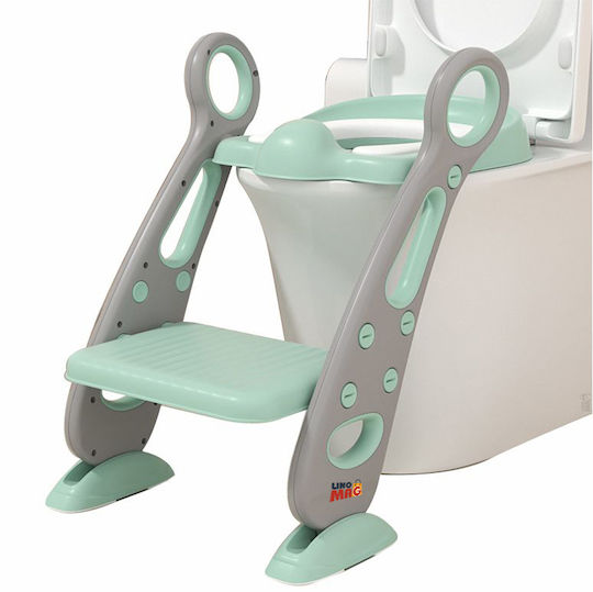 Linomag Toddler Toilet Seat with Footrest Handles and Cushion Green