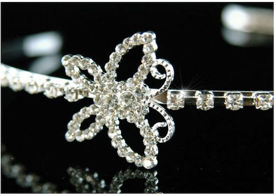 Silver Bridal Headband with Side Butterfly Swarovski Crystals Admiral