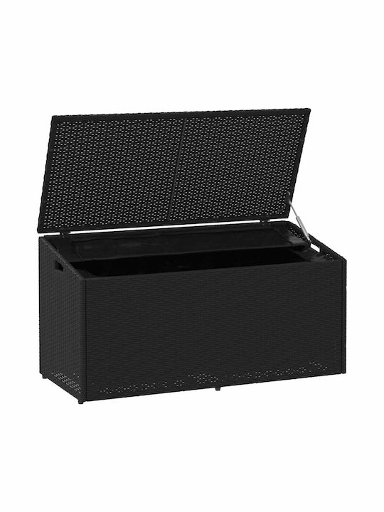 vidaXL Cutie de depozitare pentru exterior Rattan Negru L110xW50xH58buc