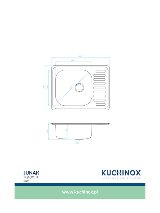 Kuchinox Ένθετος Νεροχύτης Inox Brushed Μ65xΠ50cm Ασημί