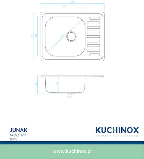 Kuchinox SQA_013T Ένθετος Inox Brushed Μ65xΠ50cm Ασημί Kuchinox SQA_013T Ένθετος Inox Brushed Μ65xΠ50cm Ασημί
