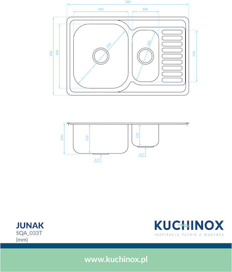 Kuchinox Drop-In Sink Inox Brushed W78xD50cm Silver