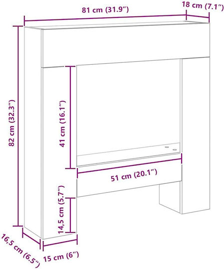 vidaXL Metallic Fireplace Screen with Panels 82x18x81cm Black