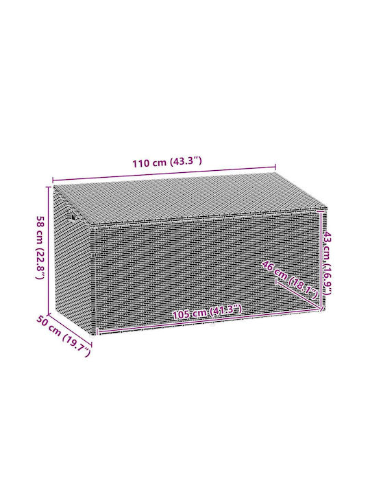 vidaXL Cutie de depozitare pentru exterior Rattan Negru L110xW50xH58buc