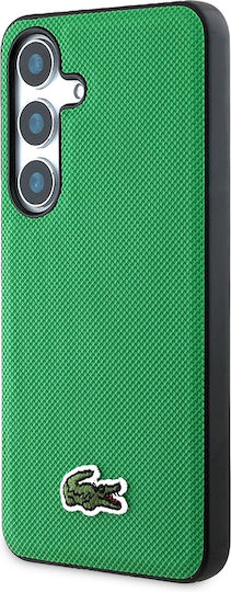 Lacoste Iconic Petit Pique Woven Logo Umschlag Rückseite Kunststoff / Silikon Grün (Galaxy S25+)