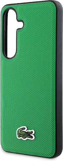 Lacoste Iconic Petit Pique Woven Logo Umschlag Rückseite Kunststoff / Silikon Grün (Galaxy S25+)